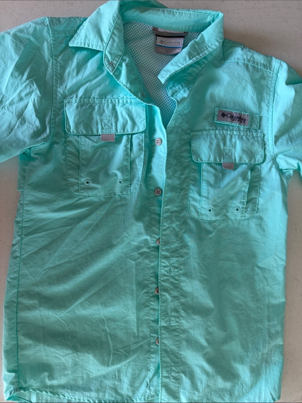 Columbia Kids Button-Down Fishing Shirt in Aqua